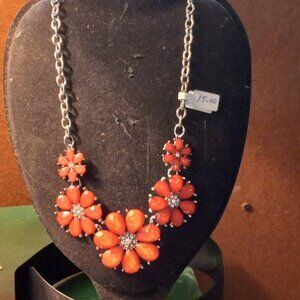 Vintage Costume Necklace, Flower Design , 21"